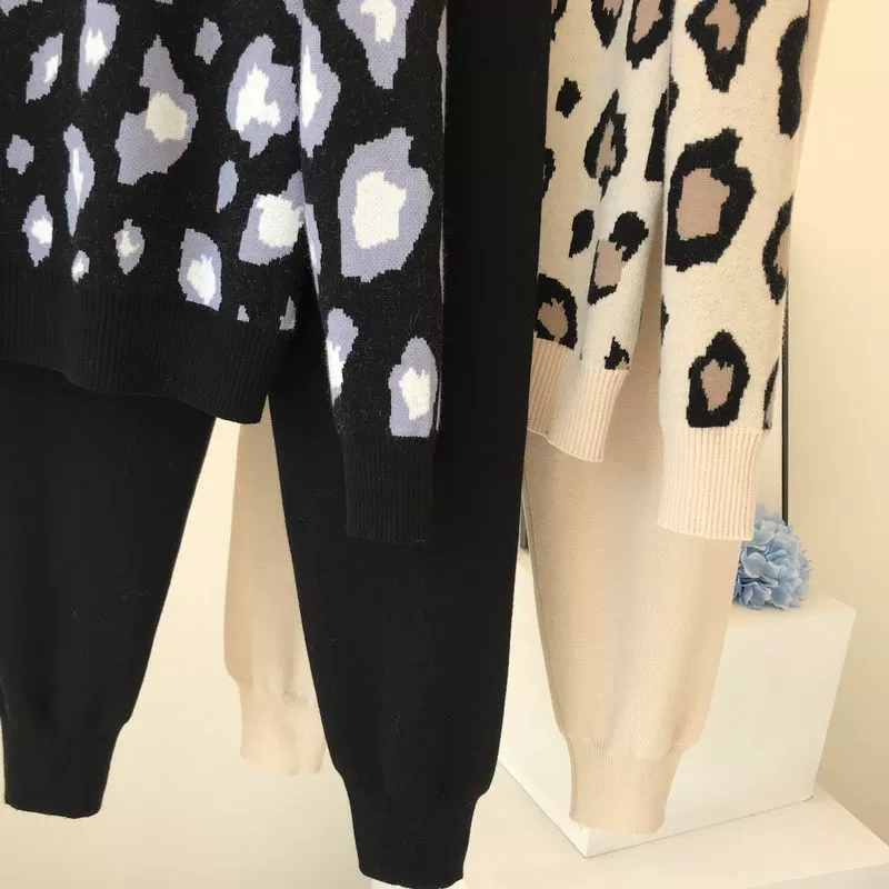 The Leopard Lounge | Women's Leopard Print Long-Sleeve Sweater & Straight-Leg Pants Set - Image 42