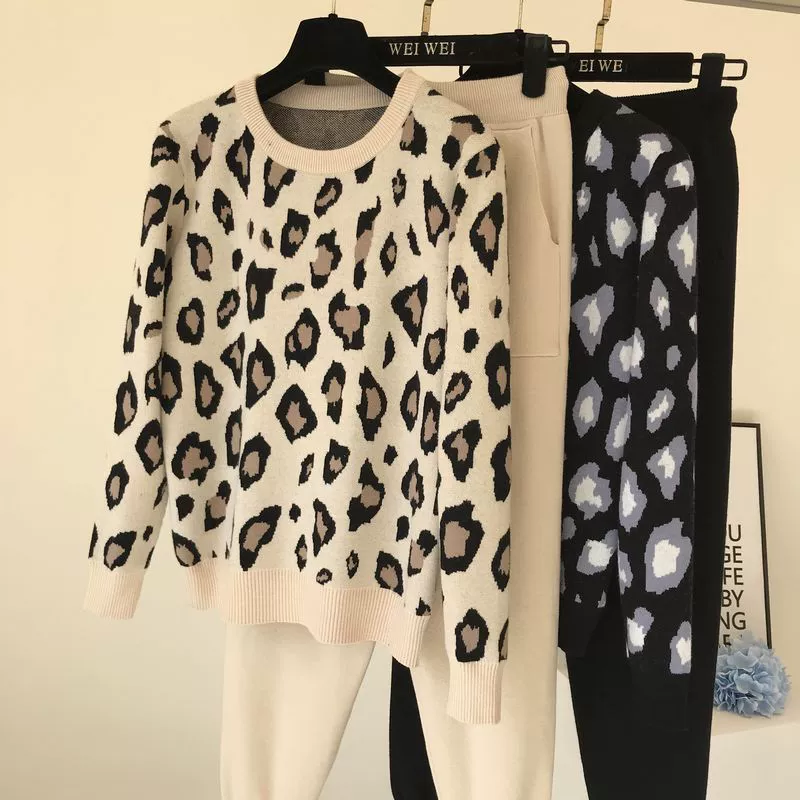 The Leopard Lounge | Women's Leopard Print Long-Sleeve Sweater & Straight-Leg Pants Set - Image 50
