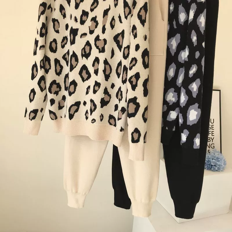 The Leopard Lounge | Women's Leopard Print Long-Sleeve Sweater & Straight-Leg Pants Set - Image 51
