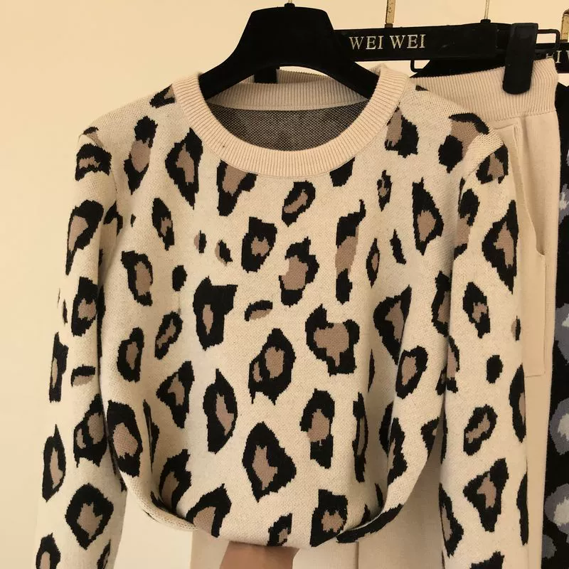 The Leopard Lounge | Women's Leopard Print Long-Sleeve Sweater & Straight-Leg Pants Set - Image 58