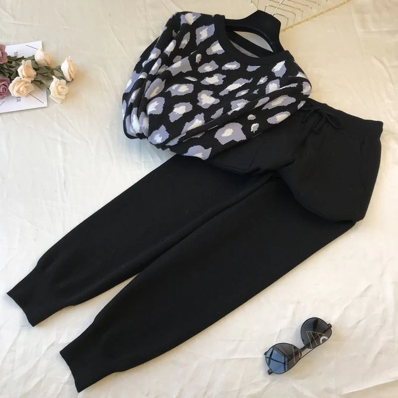 The Leopard Lounge | Women's Leopard Print Long-Sleeve Sweater & Straight-Leg Pants Set - Image 7