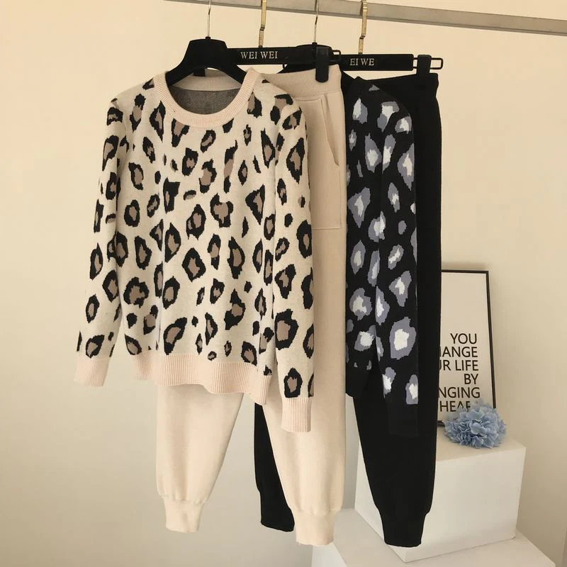 The Leopard Lounge | Women's Leopard Print Long-Sleeve Sweater & Straight-Leg Pants Set - Image 9