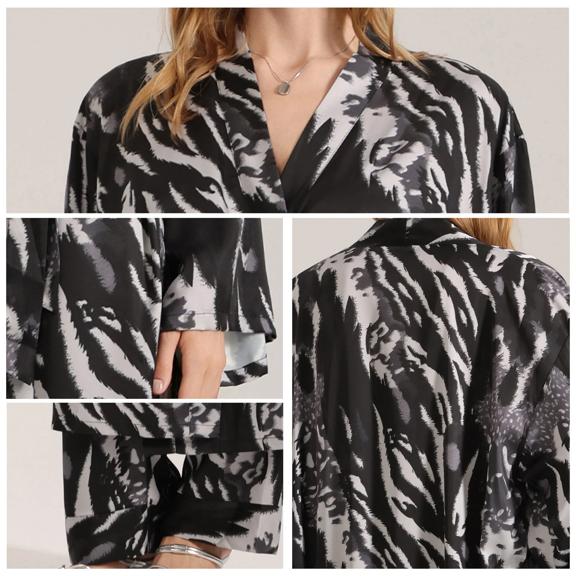 The Leopard Luxe | Women's Leopard Print Satin Long Robe - Image 3