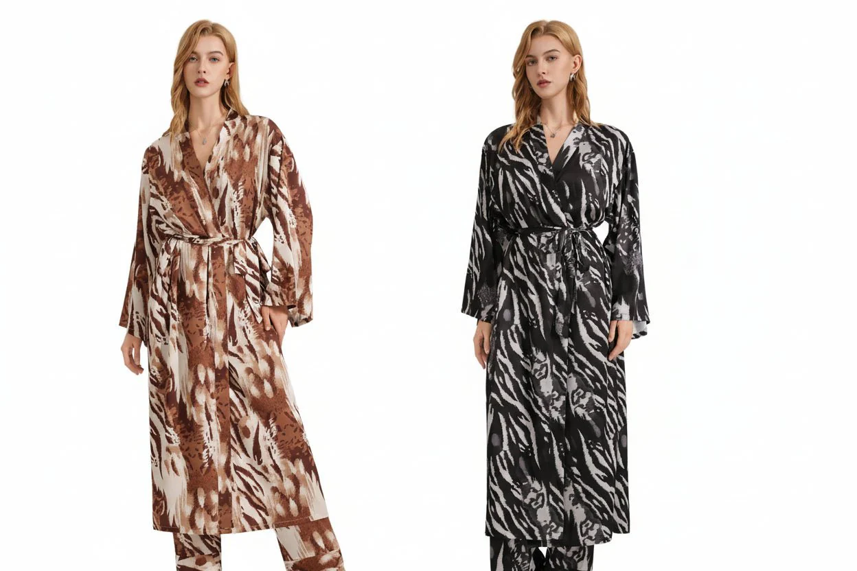 The Leopard Luxe | Women's Leopard Print Satin Long Robe - Image 5