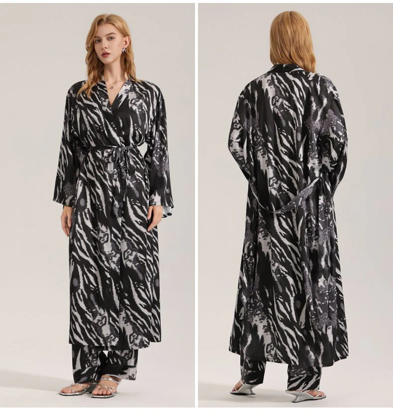 The Leopard Luxe | Women's Leopard Print Satin Long Robe - Image 6