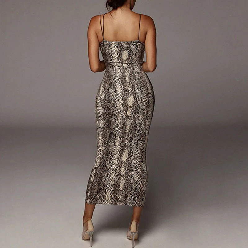 The Leopard Temptation | Women's Backless Leopard Print Suspender Maxi Dress - Image 3