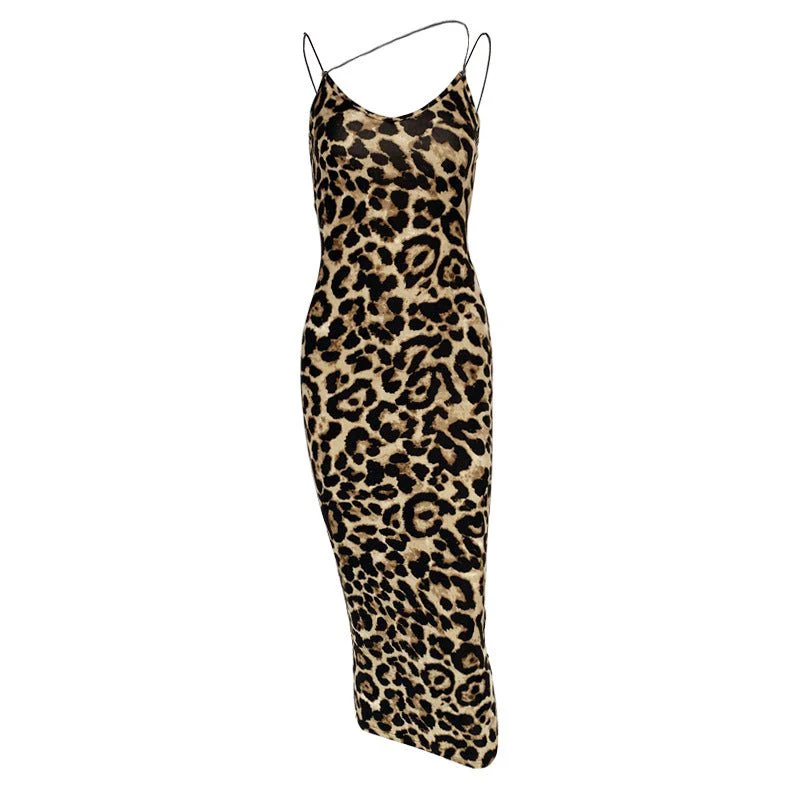The Leopard Temptation | Women's Backless Leopard Print Suspender Maxi Dress - Image 4