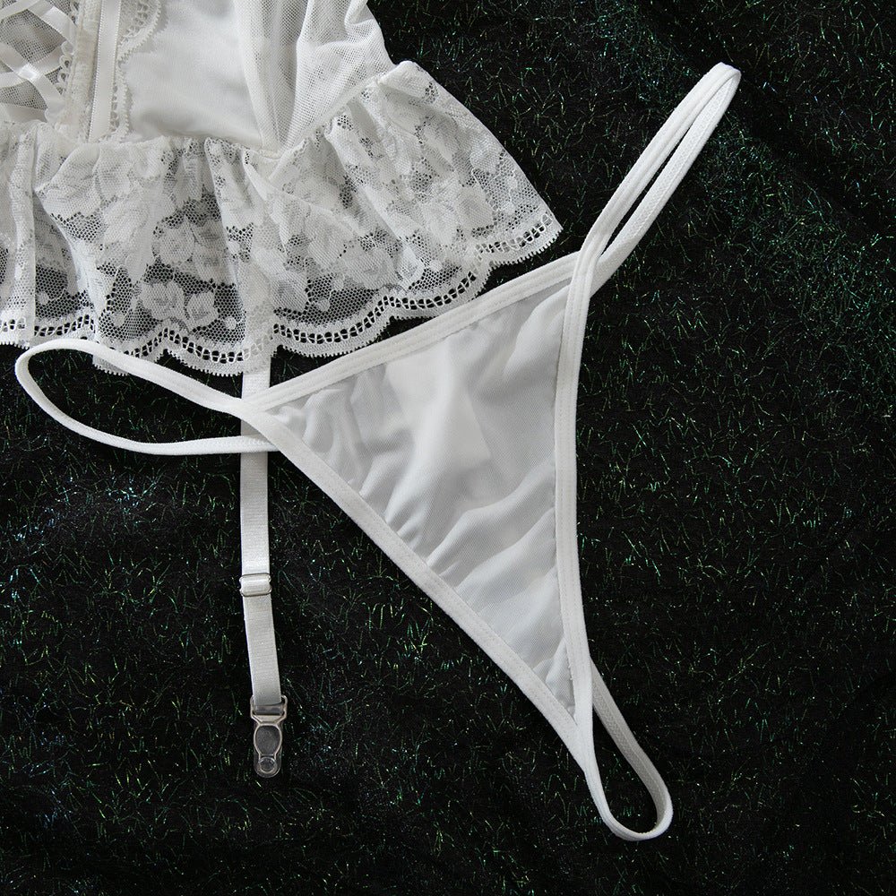 The Luna Lace | Bridal Mesh Corset & White Lace Intimates - Image 10