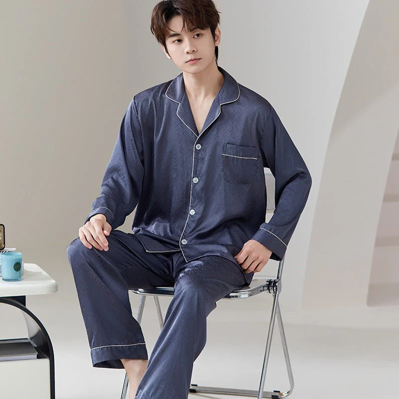 The Luxe Lounge | Solid Color Ice Silk Couple Pajama Set - Image 9