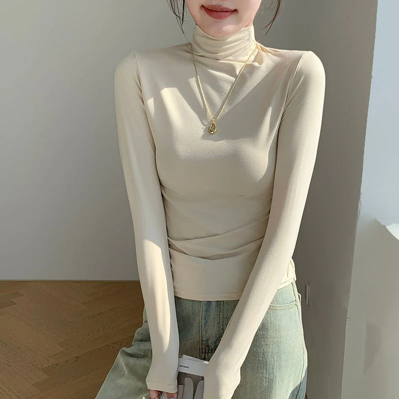 The Masked Elegance | Solid Color Semi-Turtleneck Built-In Mask Knit Top FD - Image 7