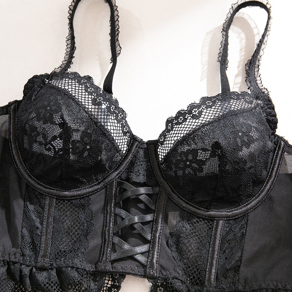 The Midnight Aura | High-Waist Sheer Lace & Mesh 2-Piece Set - Image 7