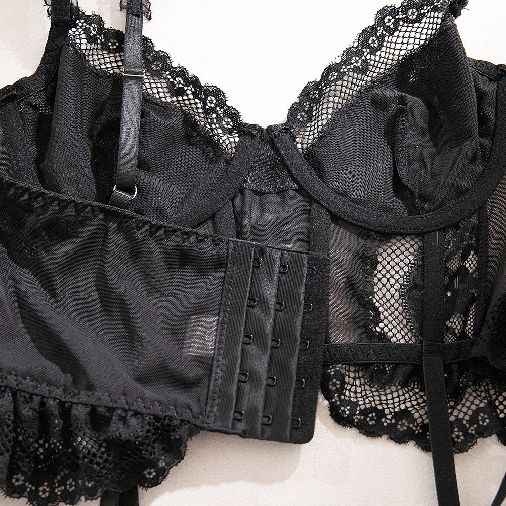 The Midnight Aura | High-Waist Sheer Lace & Mesh 2-Piece Set - Image 8