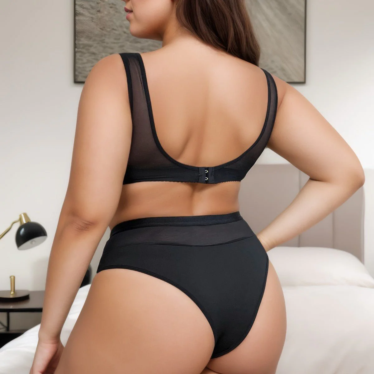 The Midnight Ensemble | Plus Size Black Underwire Lingerie Set - Image 2