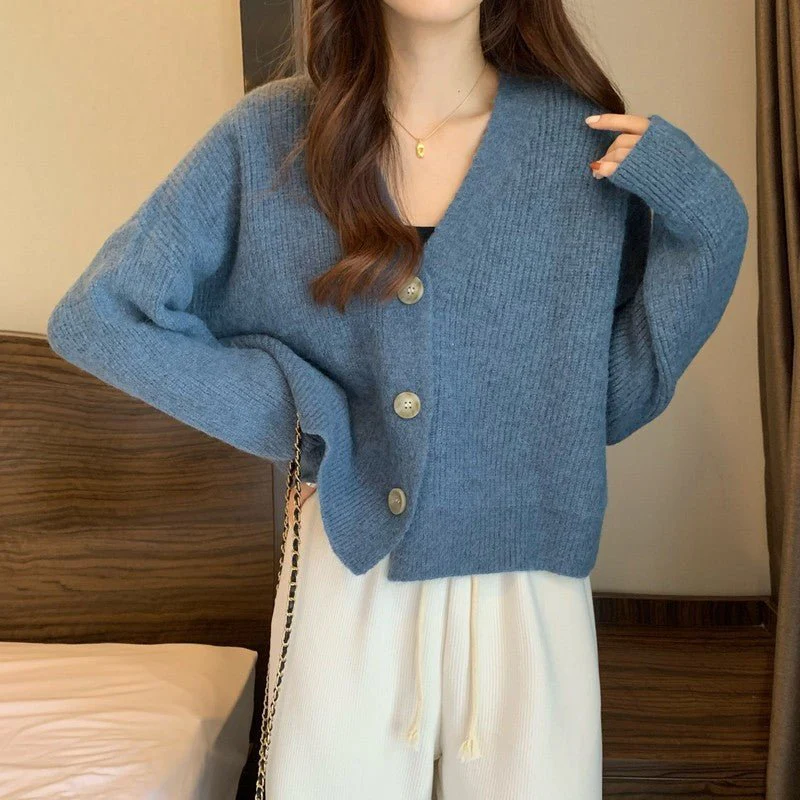 The Minimalist Cashmere | Solid Color V-Neck Multi-Buckle Knit Cardigan - Image 9