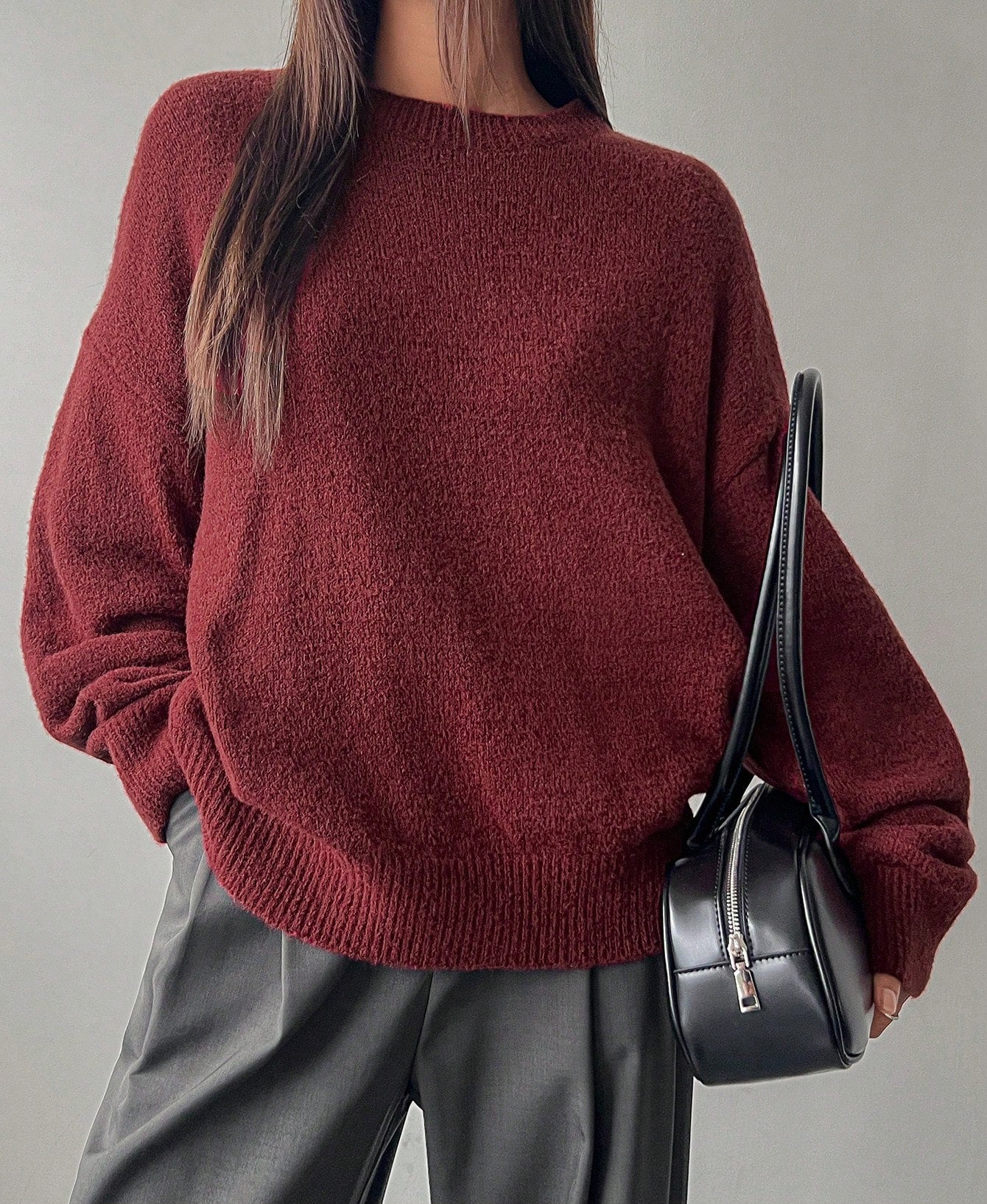 The Minimalist Cozy | Women's Loose Fit Crew Neck Pullover Sweater - Image 7