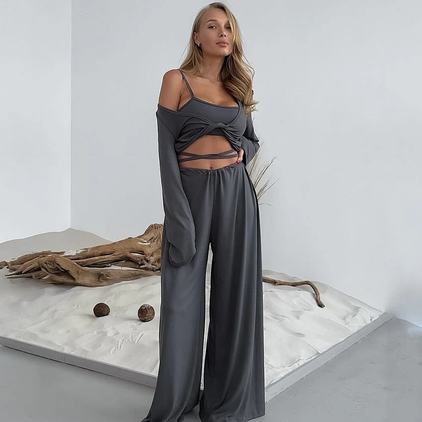 The Modal Comfort | Solid Color Long-Sleeve Three-Piece Pajama Set - Image 7