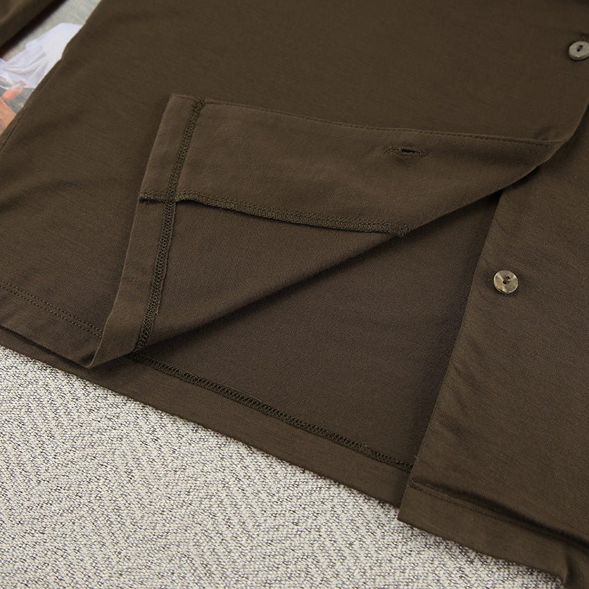 The Modal Ease | Solid Color Collared Long-Sleeve Top & Pants Pajama Set - Image 7
