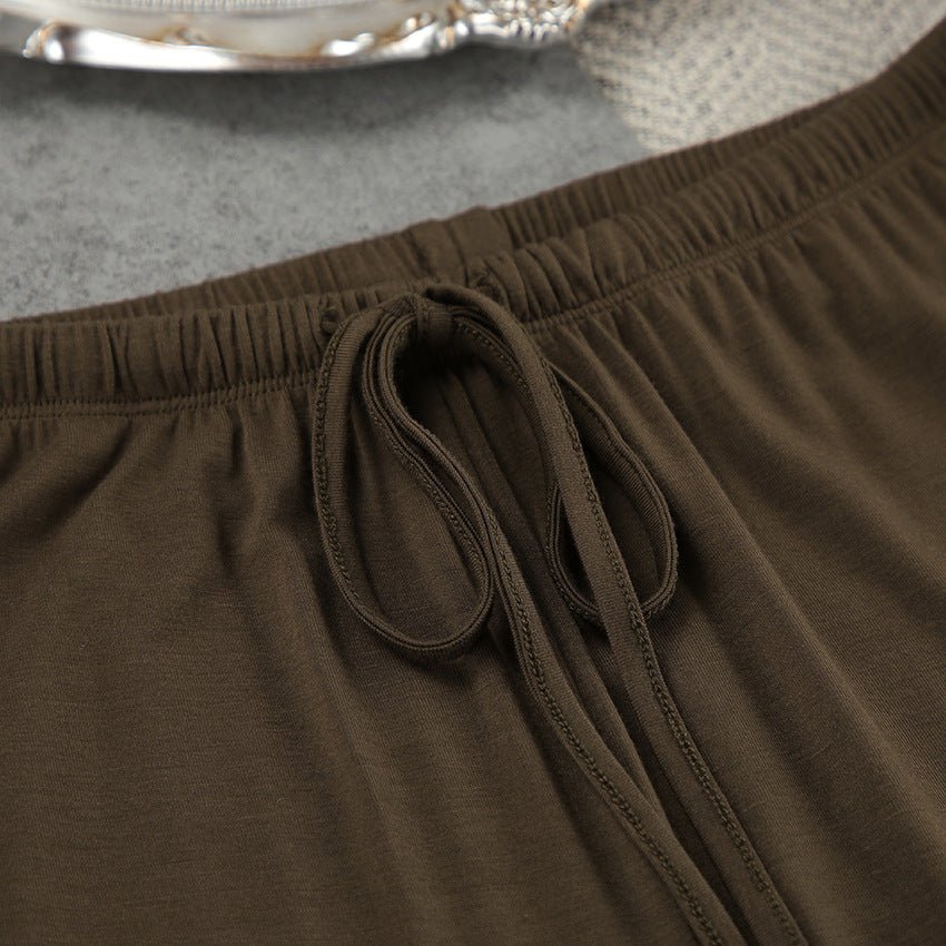 The Modal Ease | Solid Color Collared Long-Sleeve Top & Pants Pajama Set - Image 8