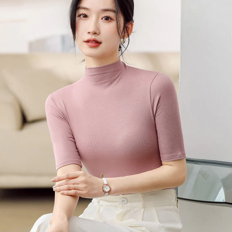 The Modal Whisper | Solid Color Half-Turtleneck Modal Pullover - Image 11