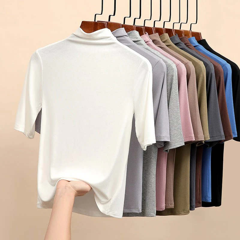 The Modal Whisper | Solid Color Half-Turtleneck Modal Pullover - Image 3