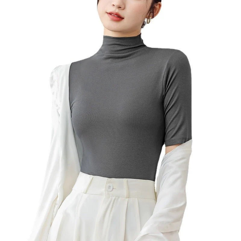 The Modal Whisper | Solid Color Half-Turtleneck Modal Pullover - Image 4