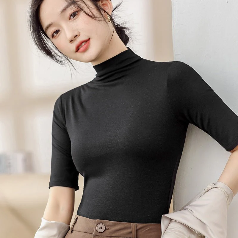 The Modal Whisper | Solid Color Half-Turtleneck Modal Pullover - Image 5