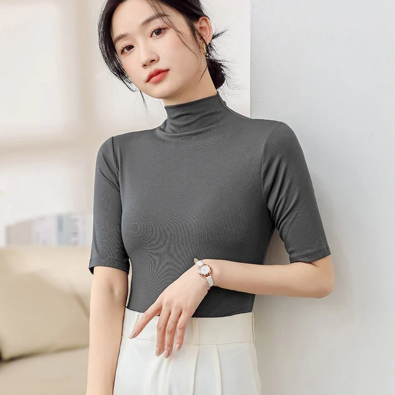 The Modal Whisper | Solid Color Half-Turtleneck Modal Pullover - Image 7