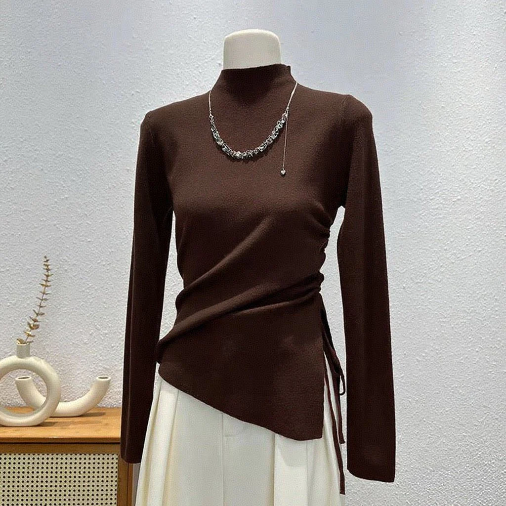 The Modern Twist | Women's Slim-Fit Semi-Turtleneck Pullover Sweater - Image 4