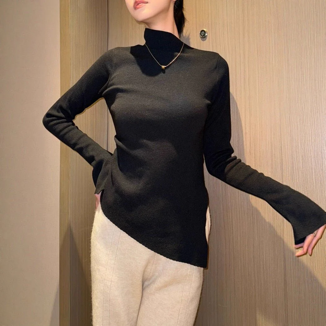 The Modern Twist | Women's Slim-Fit Semi-Turtleneck Pullover Sweater - Image 5