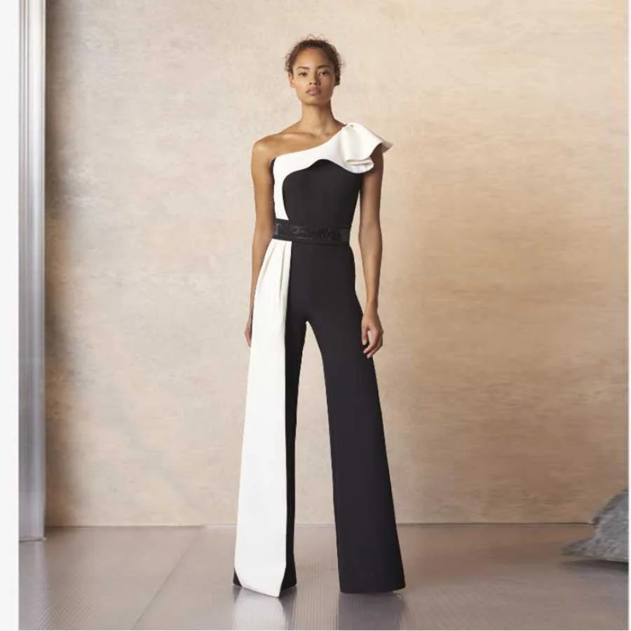 The Monochrome Muse | Black & White Contrast Sleeveless Slim-Fit Jumpsuit - Image 10