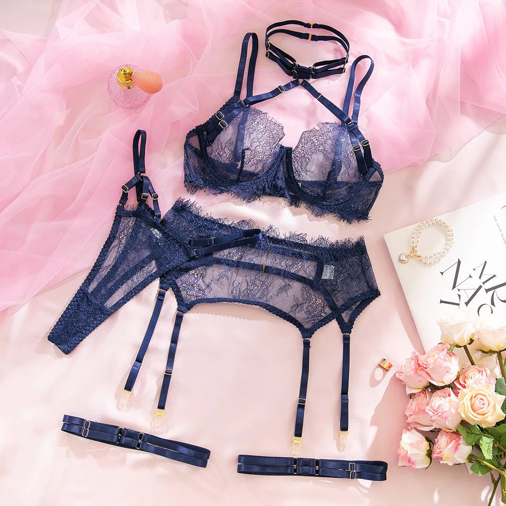The Navy Siren | Halter Lace & Sculpting 3-Piece Set - Image 6