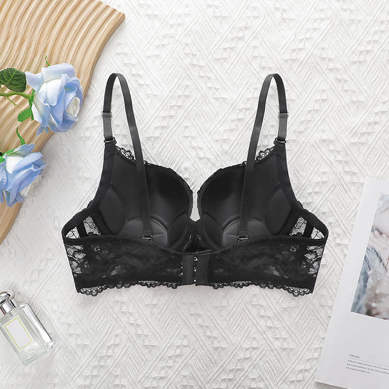 The Noir Elegance | Women's Lace Underwire Push-Up Bra - Image 2