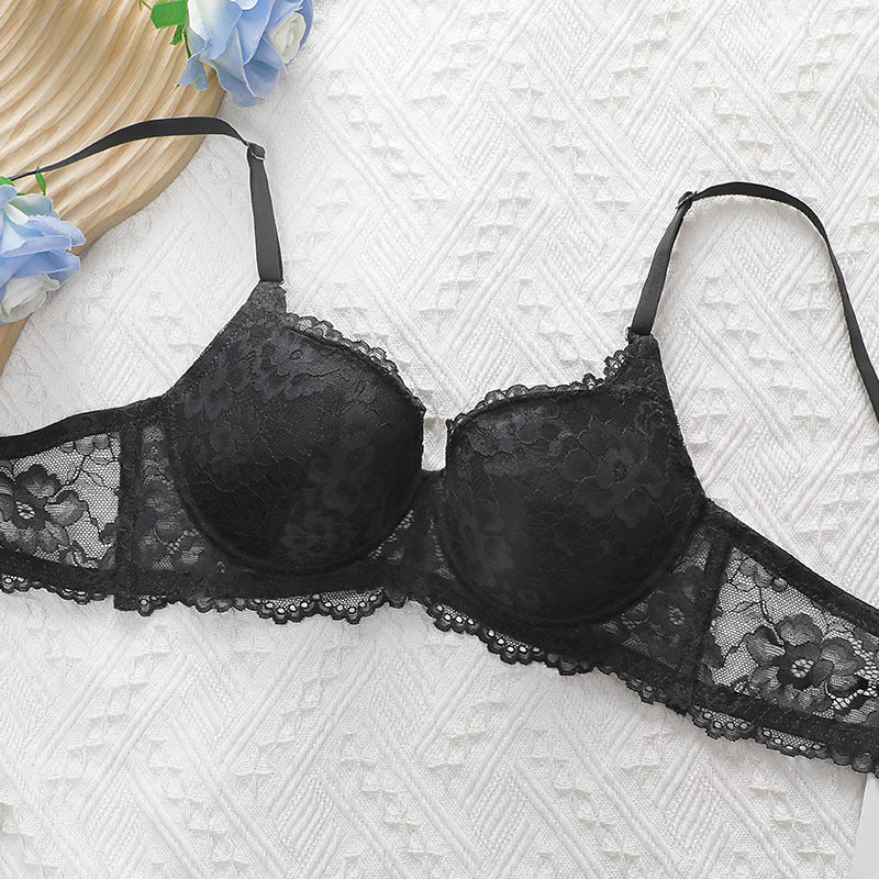 The Noir Elegance | Women's Lace Underwire Push-Up Bra - Image 3
