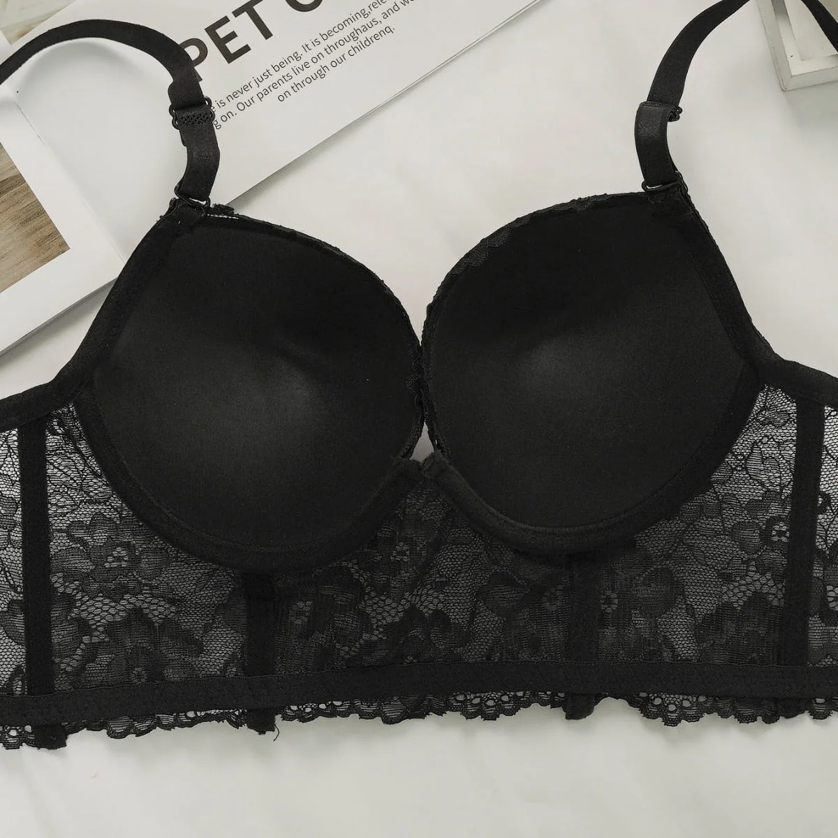 The Noir Lift | Women's Lace Underwire Push-Up Bra - Image 2