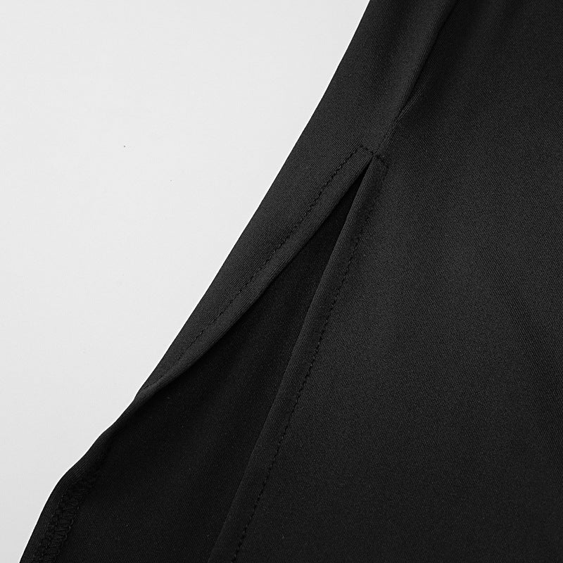 The Ocean Allure | Solid Color Slant-Shoulder Backless Slit Maxi Dress - Image 38