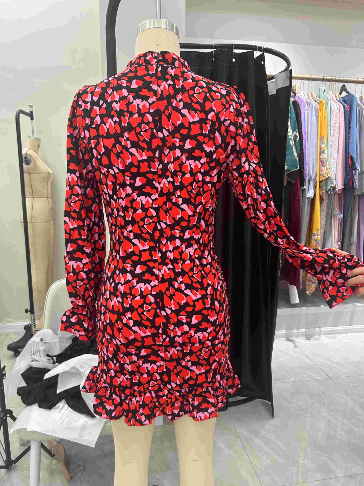 The Painted Grace | Floral Printed Pleated Long-Sleeve Midi Dress - Image 14