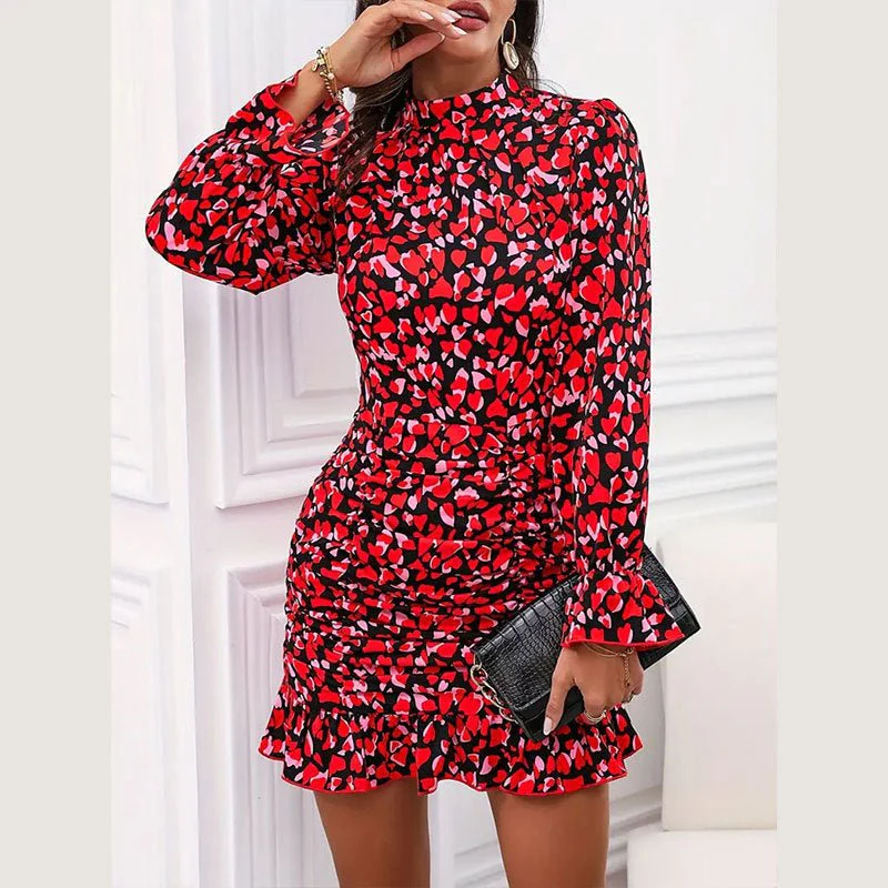 The Painted Grace | Floral Printed Pleated Long-Sleeve Midi Dress - Image 9