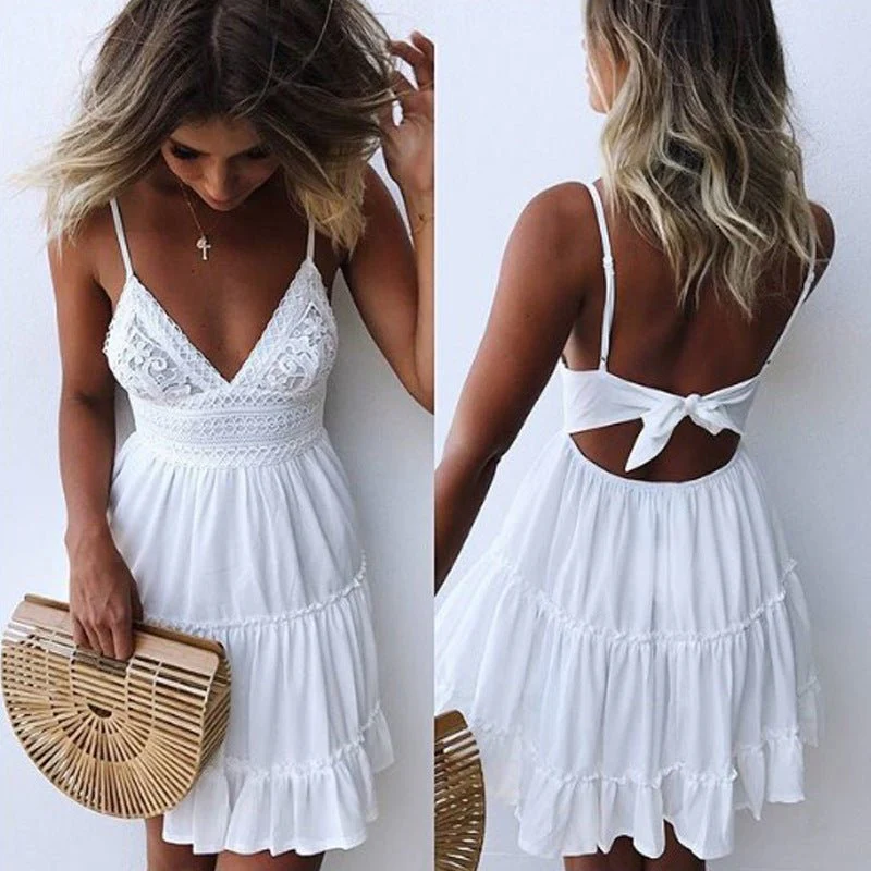 The Pleated Whisper | Women's V-Neck Halter Pleated A-Line Midi Dress