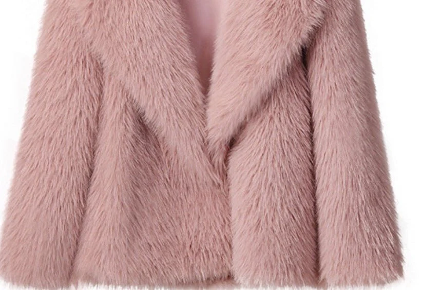 The Plush Elegance | Women's Short Faux Fur Lapel Coat FD - Image 11