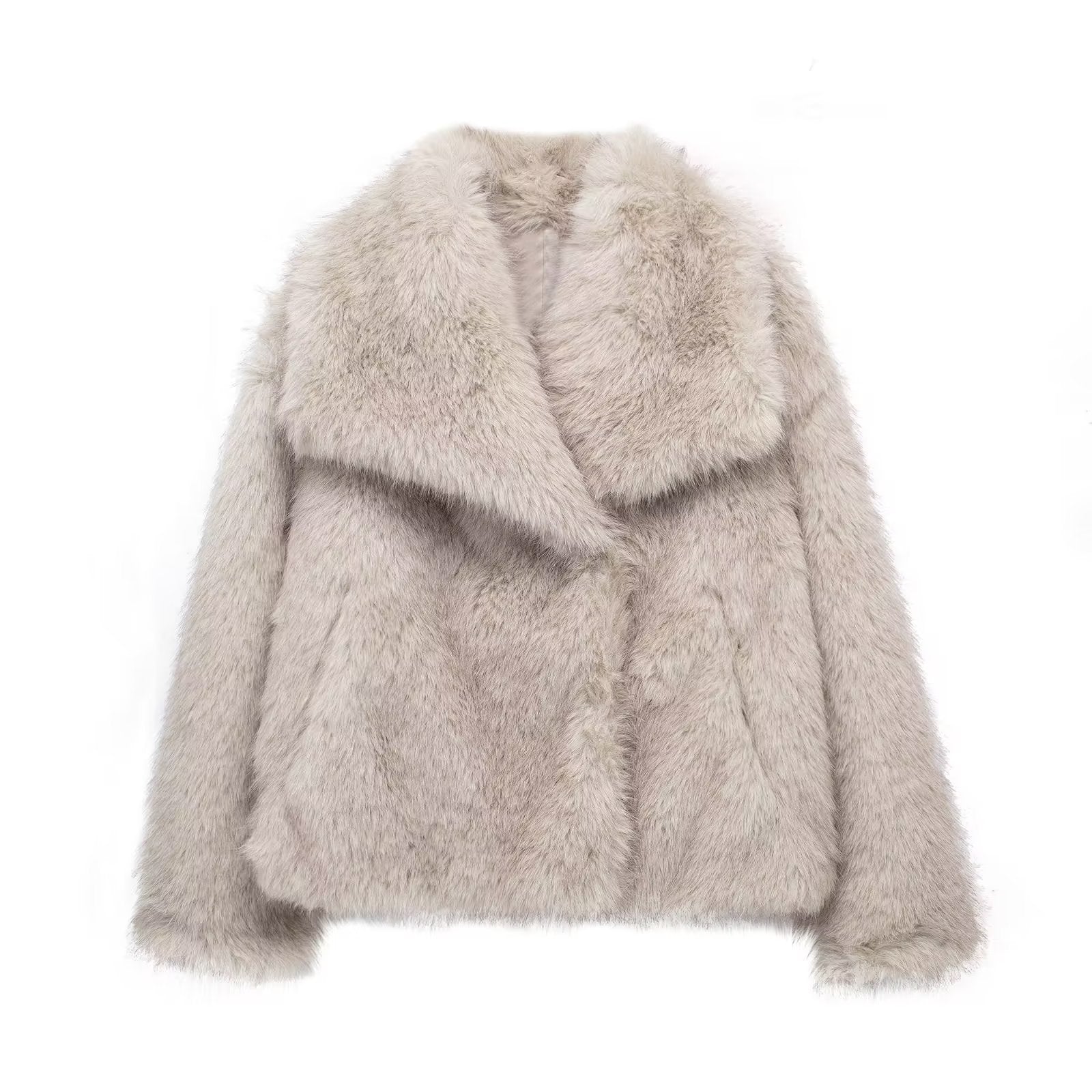 The Plush Elegance | Women's Short Faux Fur Lapel Coat FD - Image 3