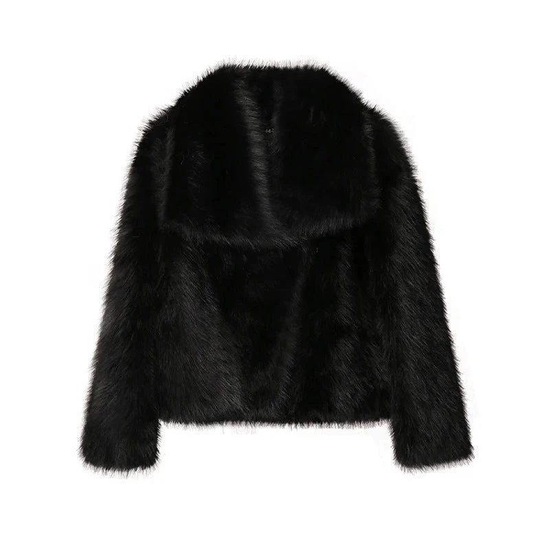 The Plush Elegance | Women's Short Faux Fur Lapel Coat FD - Image 6