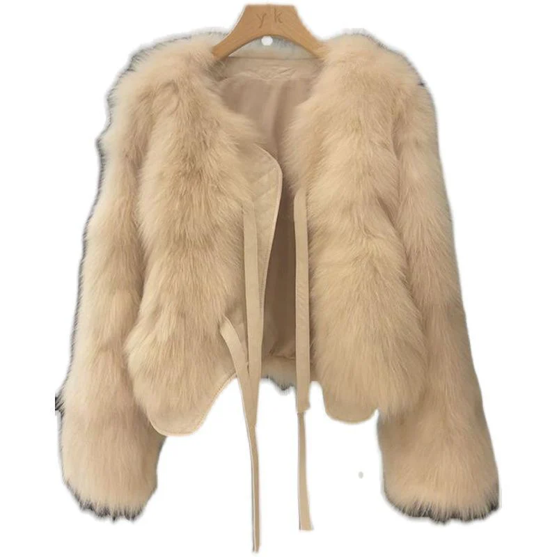 The Plush Elegance | Women's Short Faux Fur Round Neck Jacket - Image 3