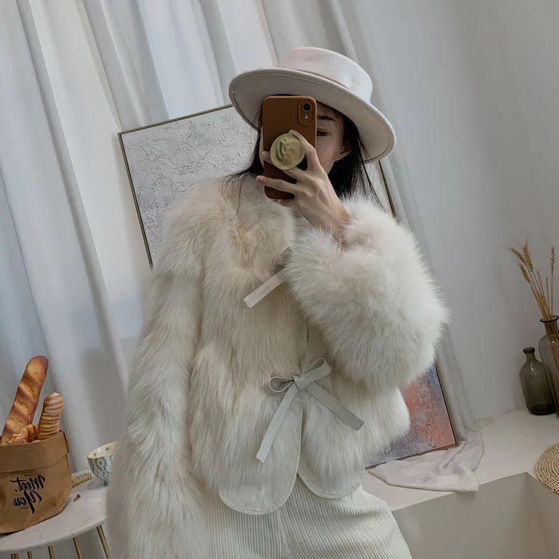 The Plush Elegance | Women's Short Faux Fur Round Neck Jacket - Image 8