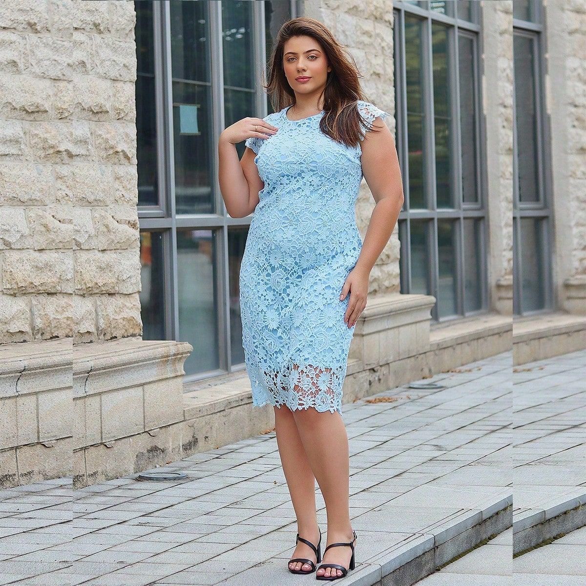 The Punk Edge | Women's Lace Hollow Bodycon Pencil Midi Dress - Image 40