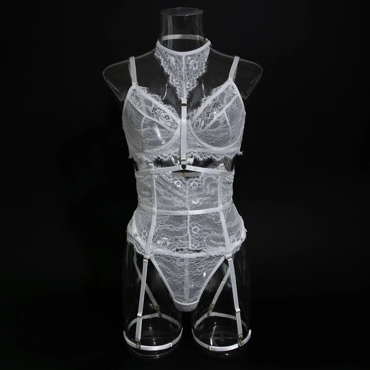The Radiant Siren | Lace Eyelash Fishbone Three-Piece Set with Choker - Image 28