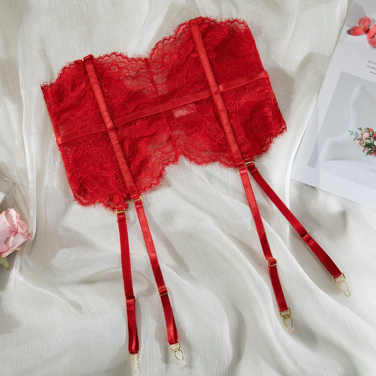 The Radiant Siren | Lace Eyelash Fishbone Three-Piece Set with Choker - Image 42