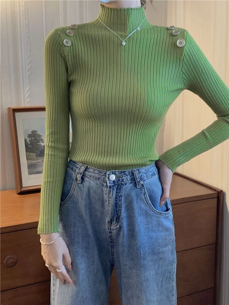 The Refined Contour | Women's Slim-Fit Semi-Turtleneck Pullover Sweater - Image 12