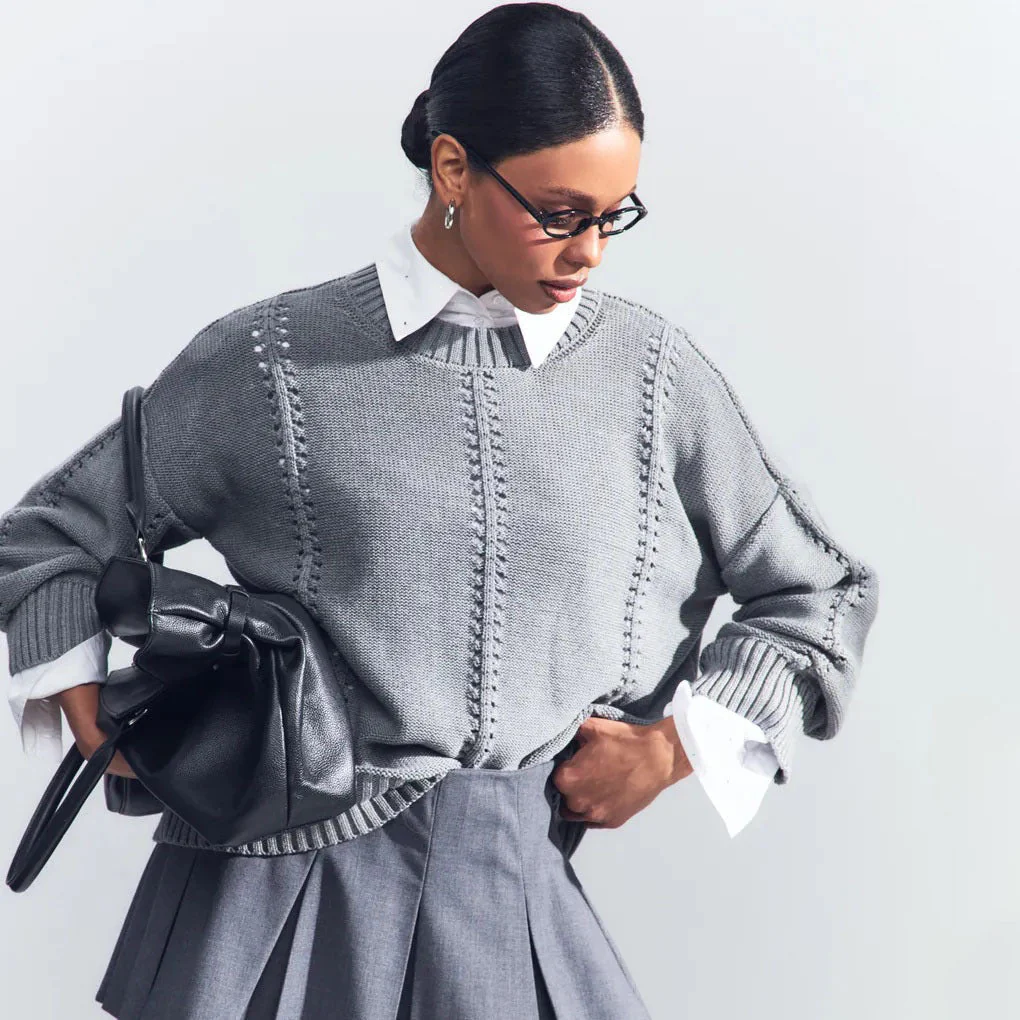 The Refined Hollow | Women's Cashmere Blend Crew Neck Knit Jumper