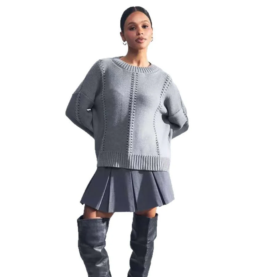 The Refined Hollow | Women's Cashmere Blend Crew Neck Knit Jumper - Image 4