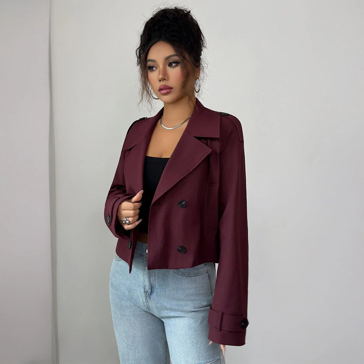 The Refined Layer | Solid Color Polo Collar Knitted Vest Cardigan - Image 2